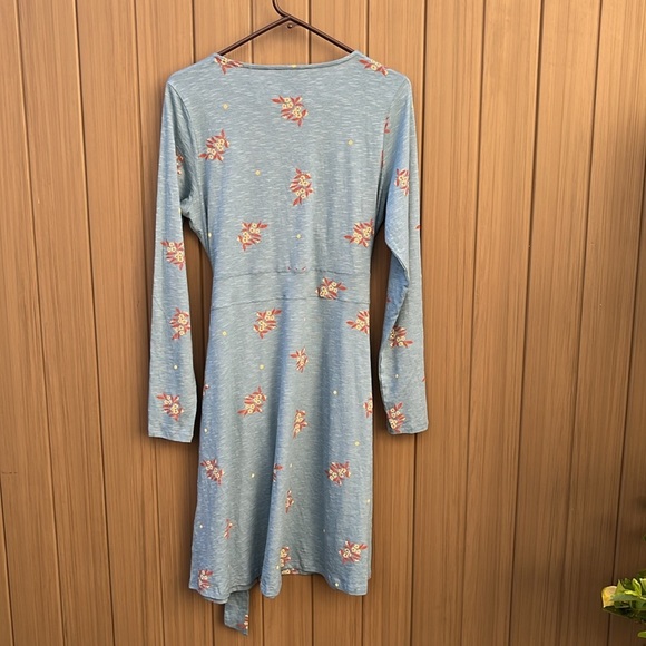 Toad&Co Cue Wrap Dress  Women's Medium Glacier Spray Print New - Picture 8 of 13